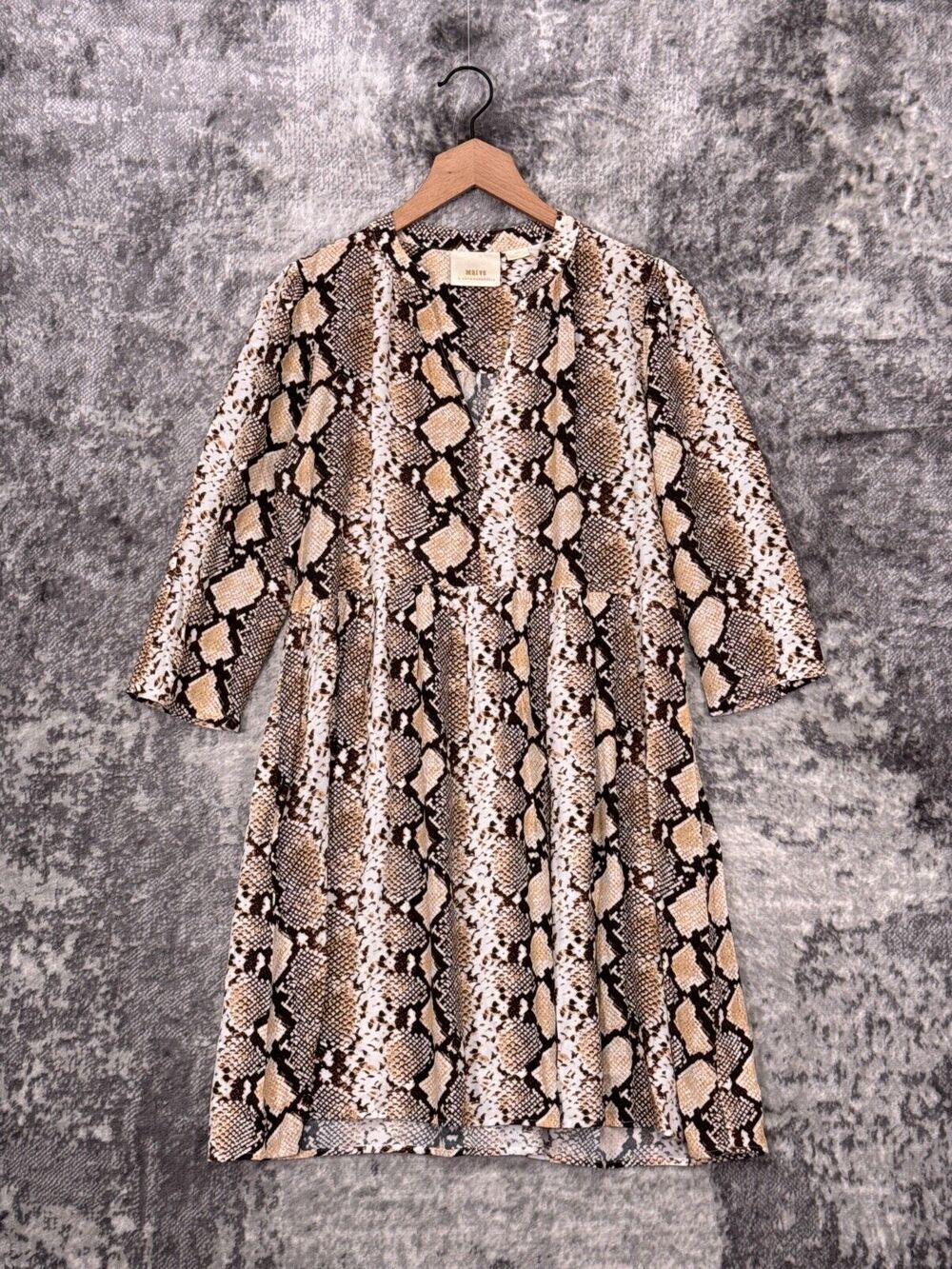 Anthropologie Dress Small Womens Maeve Boa Snakeskin Print Mini